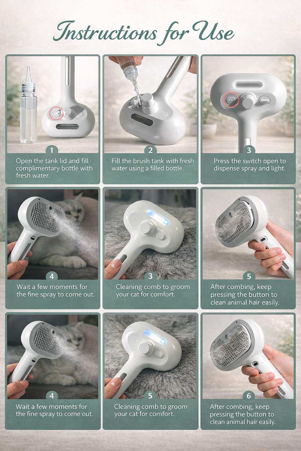 Pet Hair Spray Brush